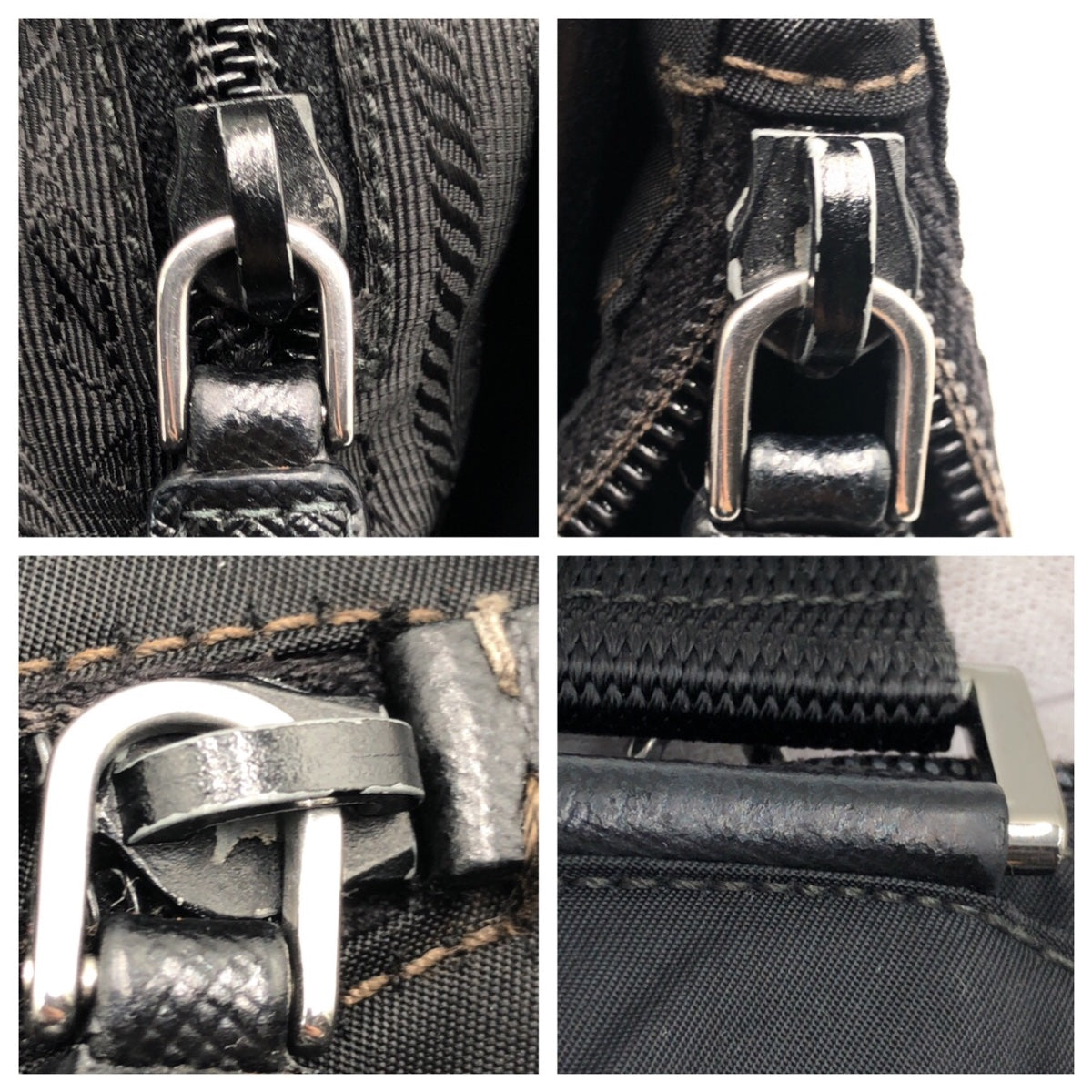 21792
PRADA Tessuto Triangle Logo Plate Unisex Black Silver Hardware Nylon Shoulder Bag Pochette Women's ABP40