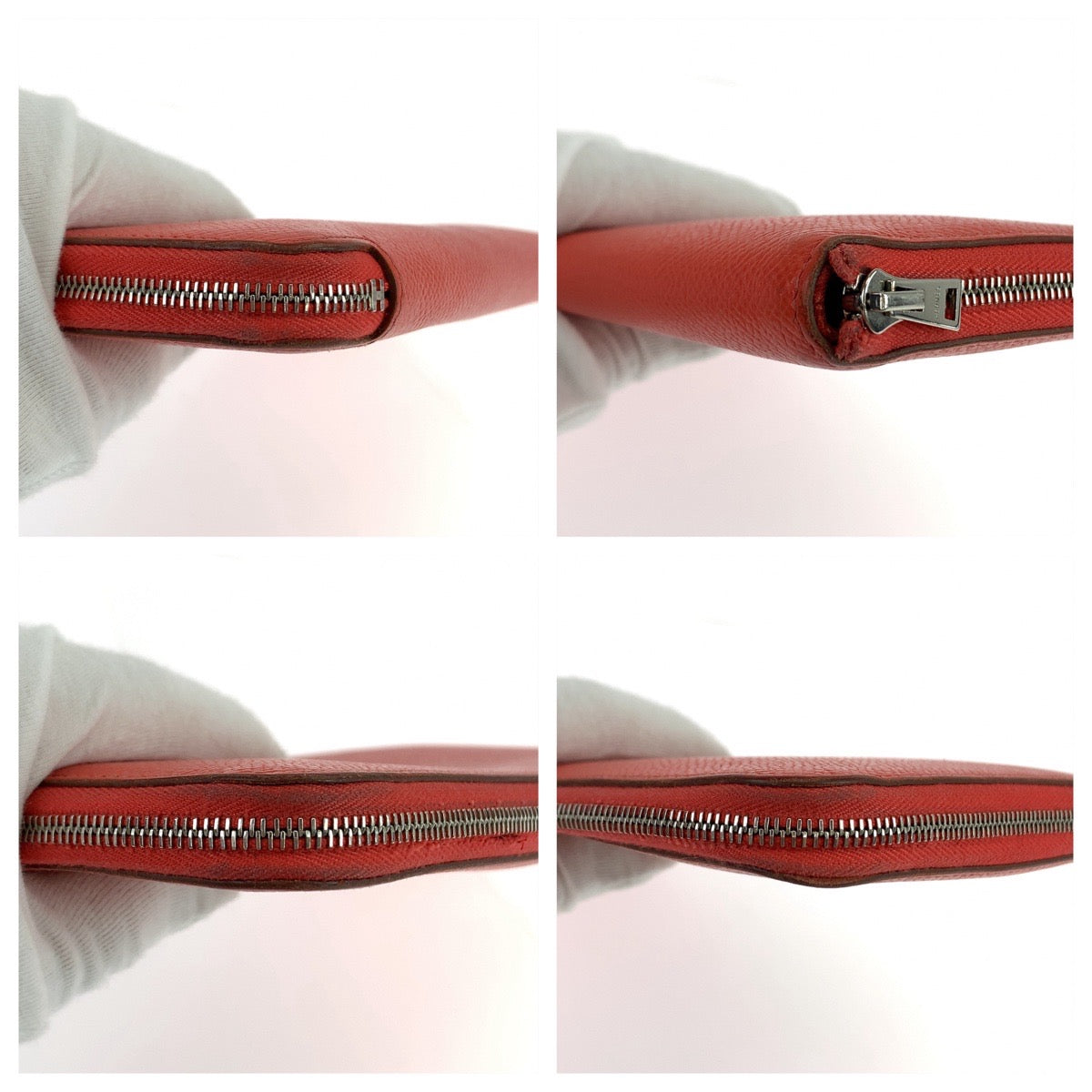 21795
HERMES エルメス アザップロング シルクイン レッド オレンジ ヴォーエプソン 長財布 ラウンドファスナー A刻印 レディース AB32