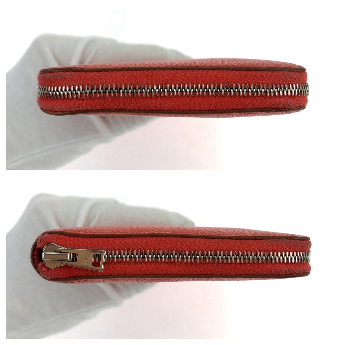 21795
HERMES エルメス アザップロング シルクイン レッド オレンジ ヴォーエプソン 長財布 ラウンドファスナー A刻印 レディース AB32