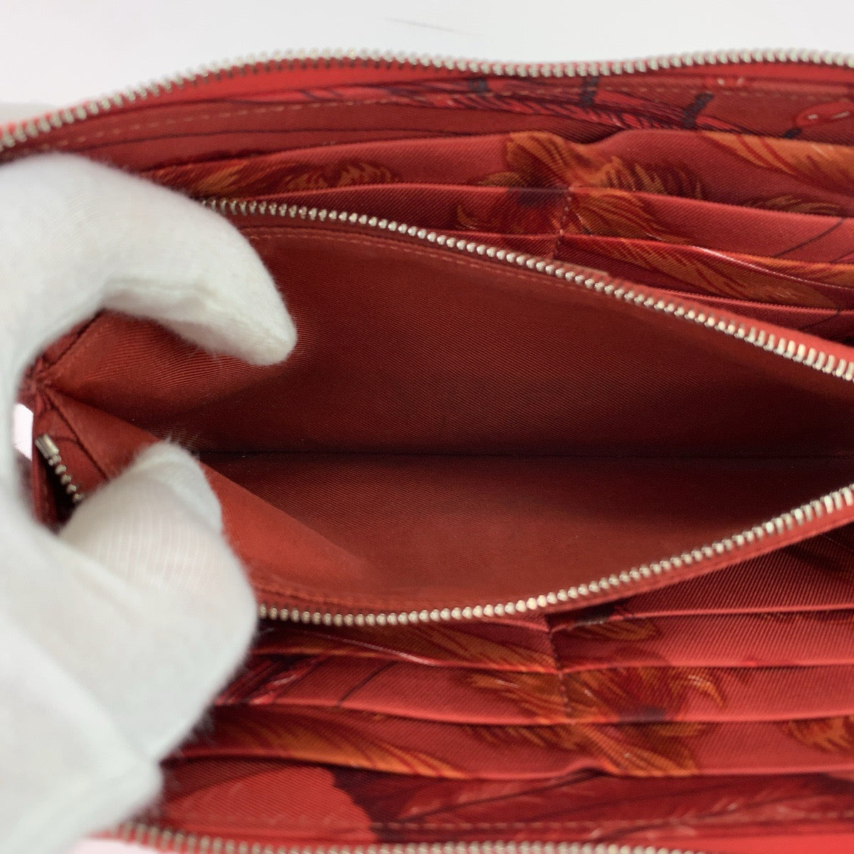 21795
HERMES エルメス アザップロング シルクイン レッド オレンジ ヴォーエプソン 長財布 ラウンドファスナー A刻印 レディース AB32