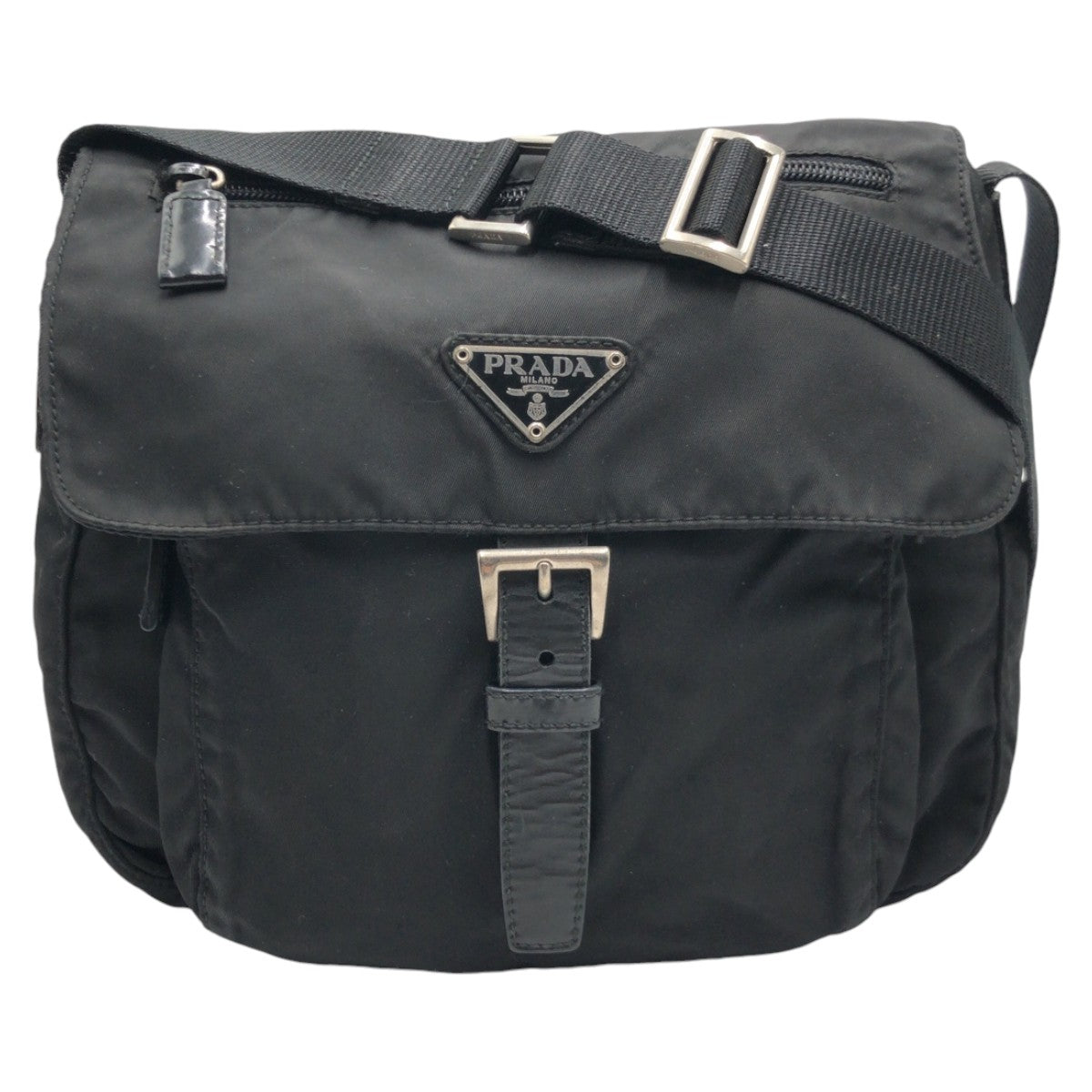 21796
PRADA プラダ テスート 三角ロゴ ブラック 黒 ナイロン ショルダーバッグ ポシェット 男女兼用 レディース AB39