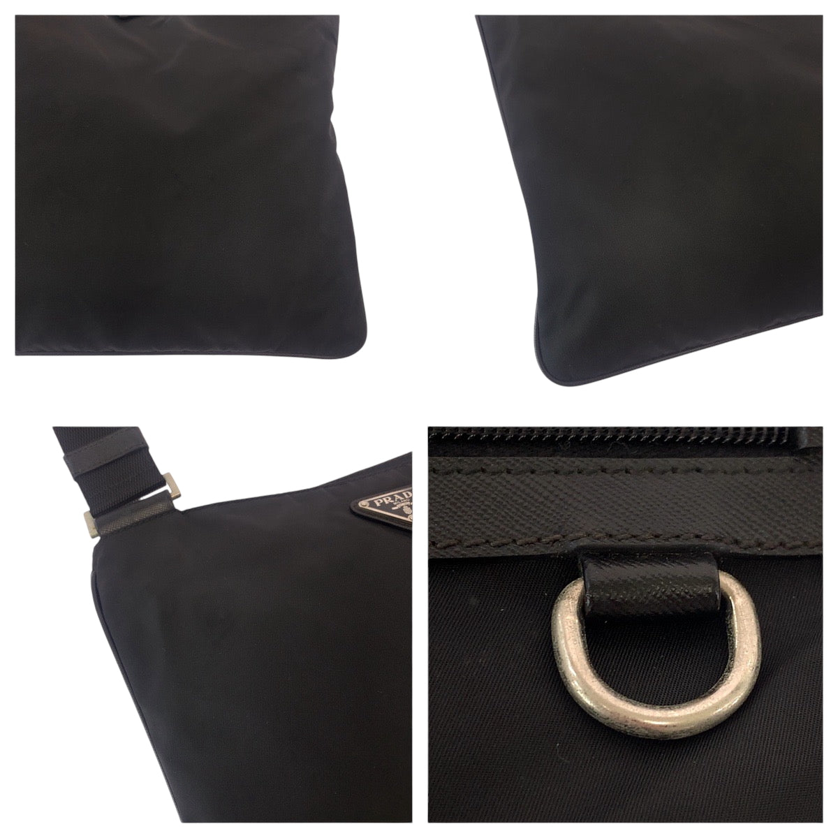 21798
PRADA プラダ テスート 三角ロゴプレート ブラック 黒 シルバー金具 ナイロン ショルダーバッグ ポシェット メンズ ABP39