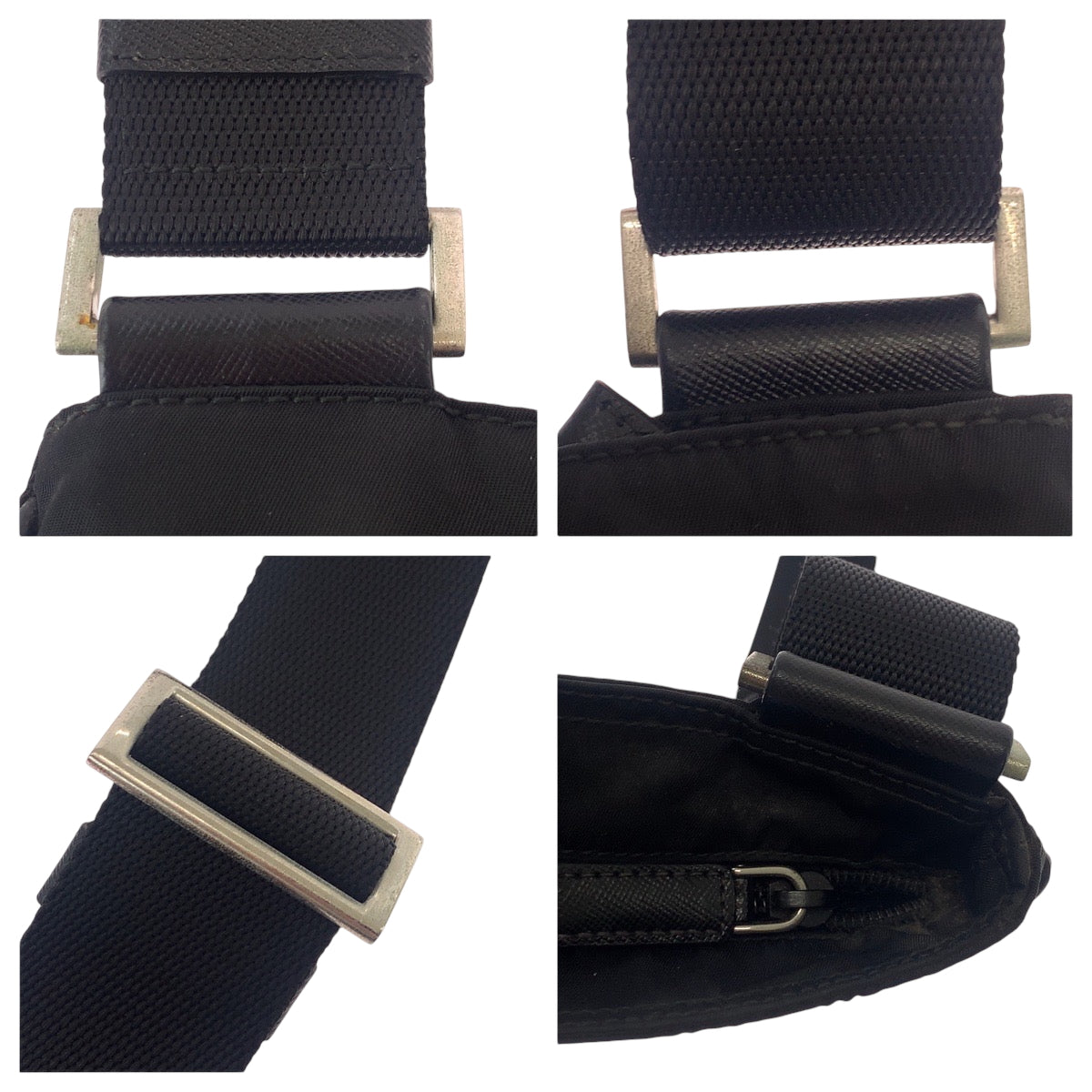 21798
PRADA プラダ テスート 三角ロゴプレート ブラック 黒 シルバー金具 ナイロン ショルダーバッグ ポシェット メンズ ABP39
