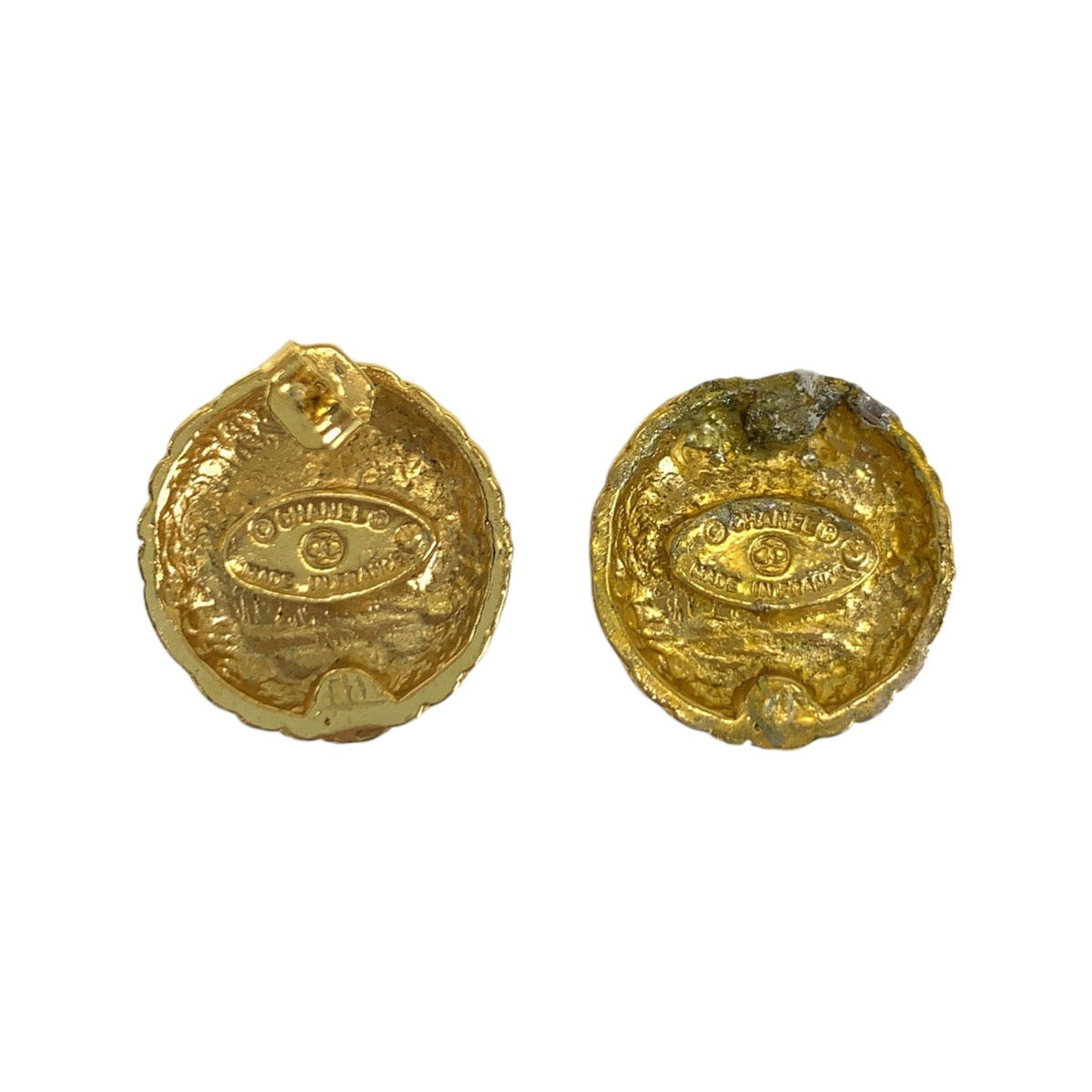 21800
CHANEL シャネル ヴィンテージ ココマーク ゴールド ブラック ゴールド金具 メッキ ピアス レディース B20