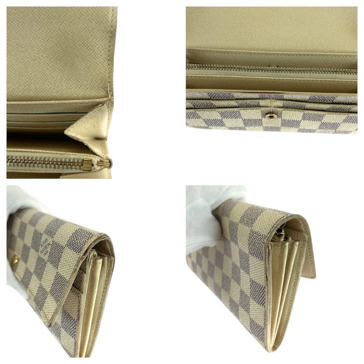 21803
LOUIS VUITTON ルイヴィトン ダミエ アズール ポルトフォイユ サラ ホワイト グレー ゴールド金具 PVC N61735 長財布 ロングウォレット レディース AB22