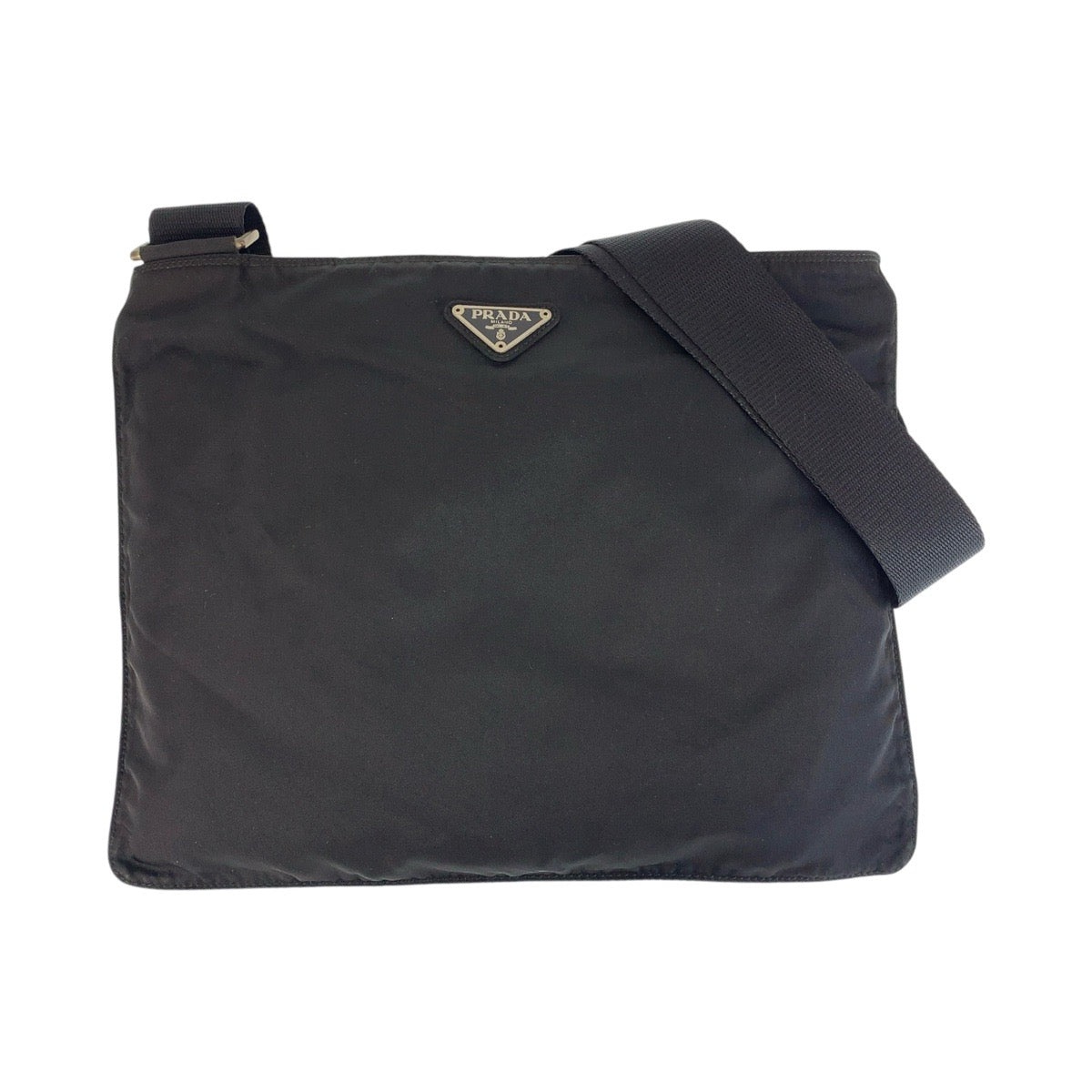 21805
PRADA プラダ テスート 三角ロゴプレート ブラック 黒 シルバー金具 ナイロン ショルダーバッグ メッセンジャーバッグ レディース ABP39