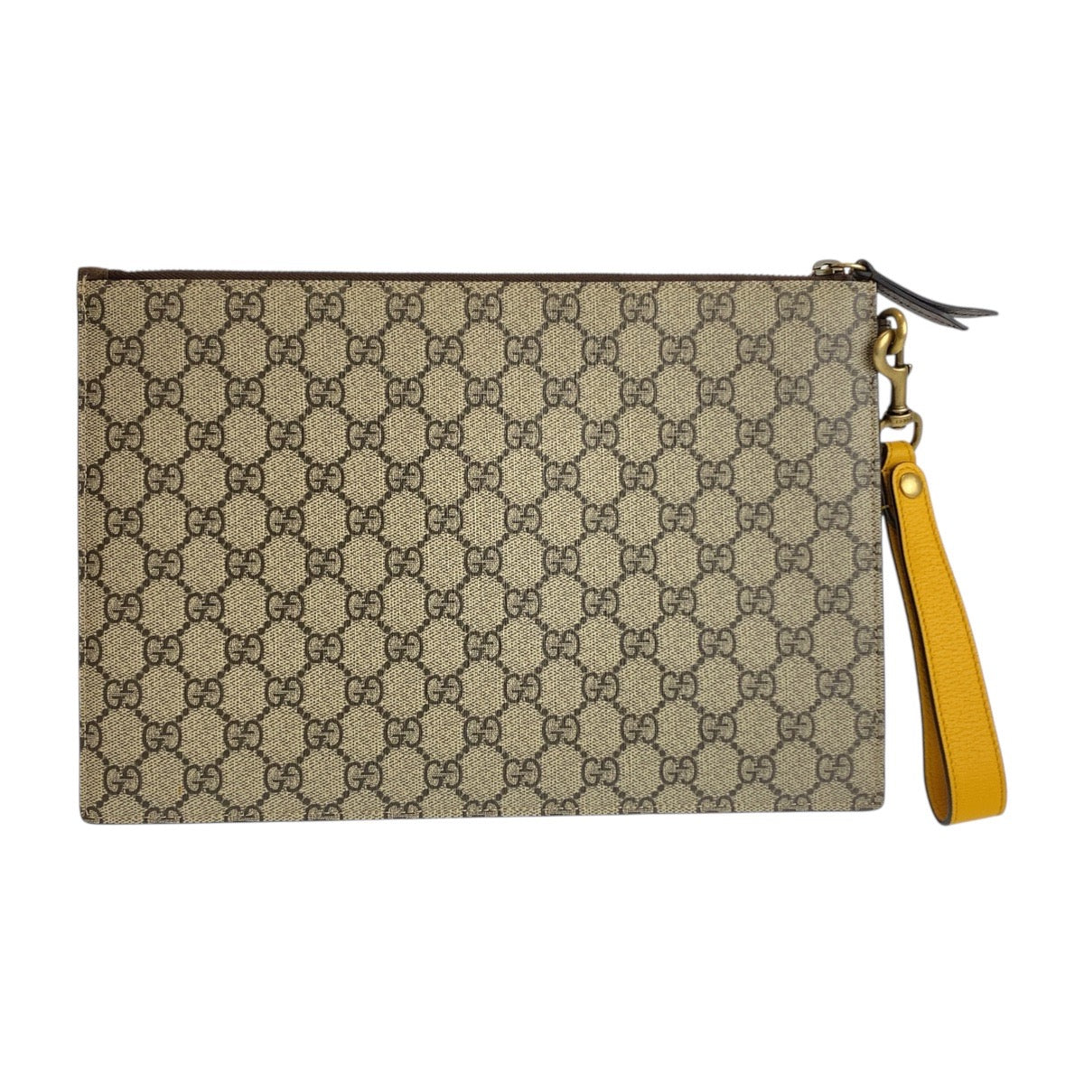 21809
GUCCI グッチ グレー ブラウン ゴールド金具 GGスプリームキャンバス / レザー 473956 クラッチバッグ セカンドバッグ メンズ A35