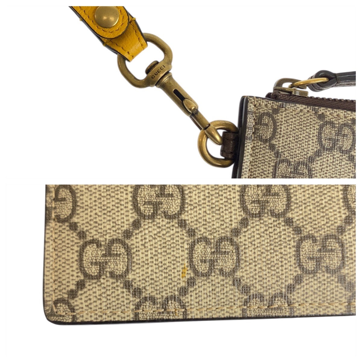 21809
GUCCI グッチ グレー ブラウン ゴールド金具 GGスプリームキャンバス / レザー 473956 クラッチバッグ セカンドバッグ メンズ A35