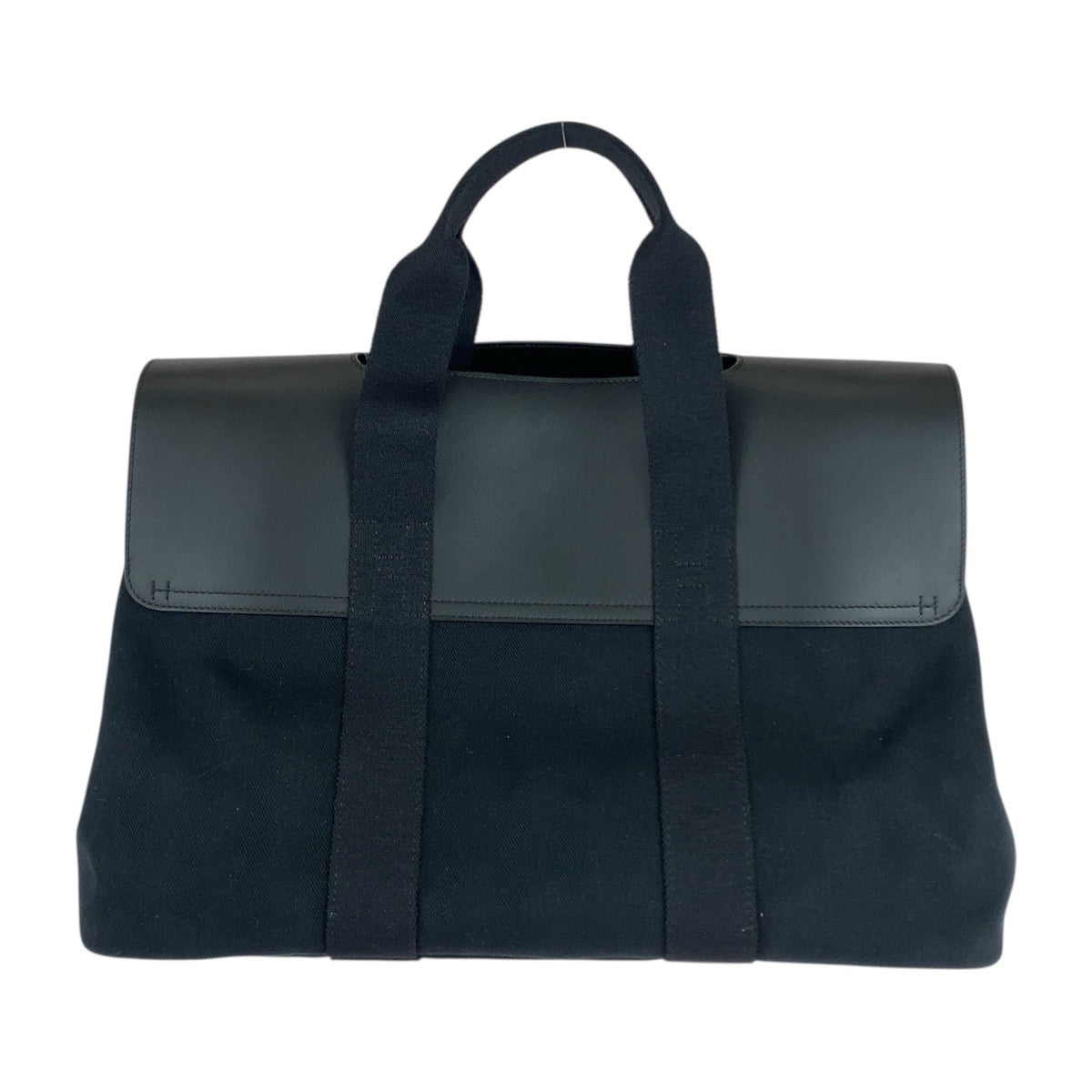21816
HERMES エルメス ヴァルパライソMM ブラック 黒 シルバー金具 トワルシェブロン / レザー トートバッグ ハンドバッグ レディース SA98