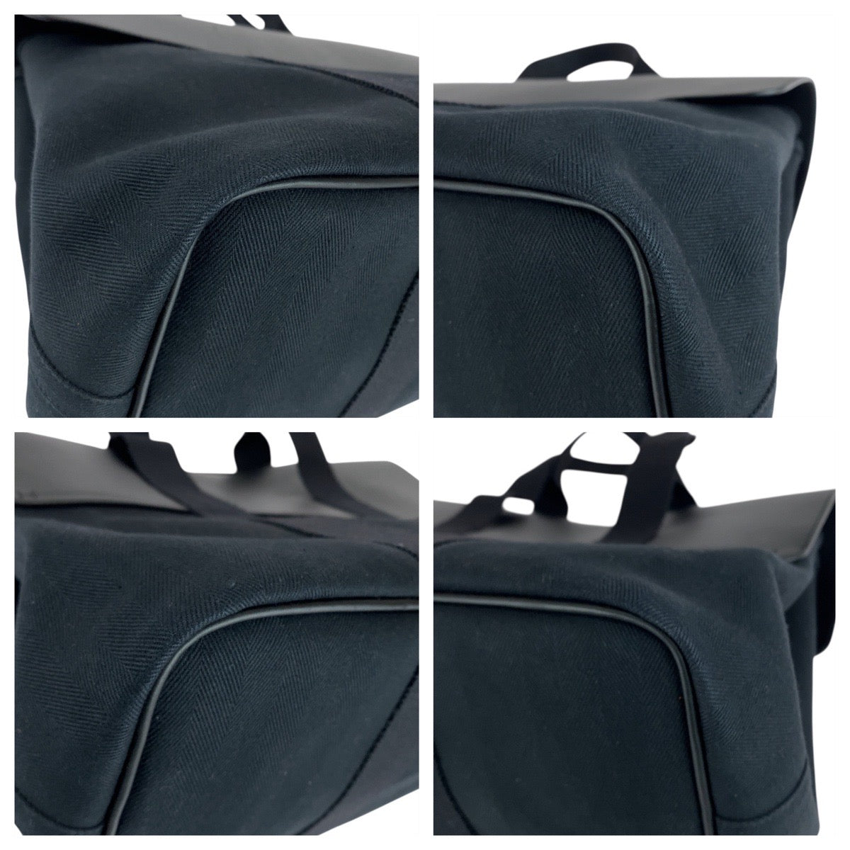 21816
HERMES エルメス ヴァルパライソMM ブラック 黒 シルバー金具 トワルシェブロン / レザー トートバッグ ハンドバッグ レディース SA98