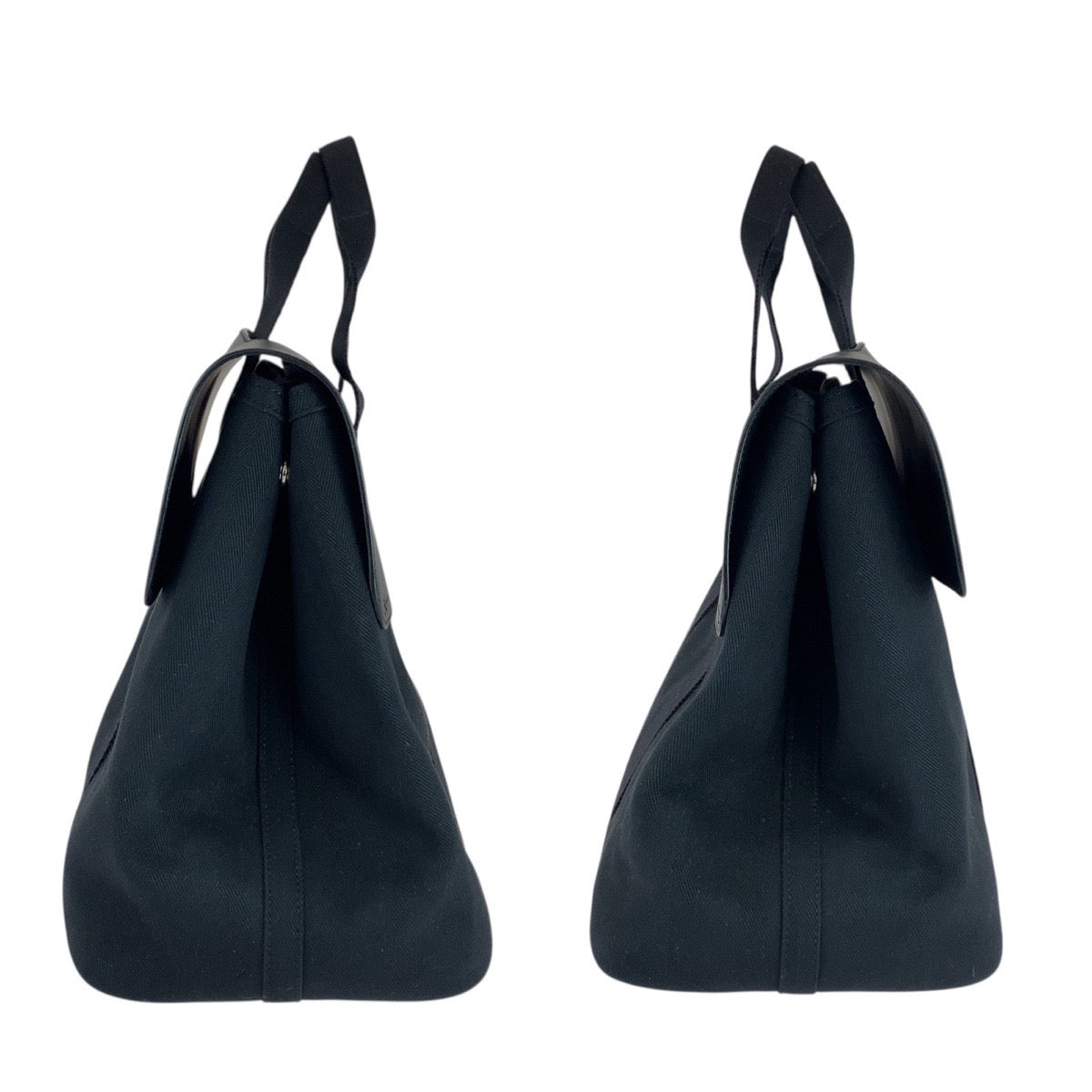 21816
HERMES エルメス ヴァルパライソMM ブラック 黒 シルバー金具 トワルシェブロン / レザー トートバッグ ハンドバッグ レディース SA98