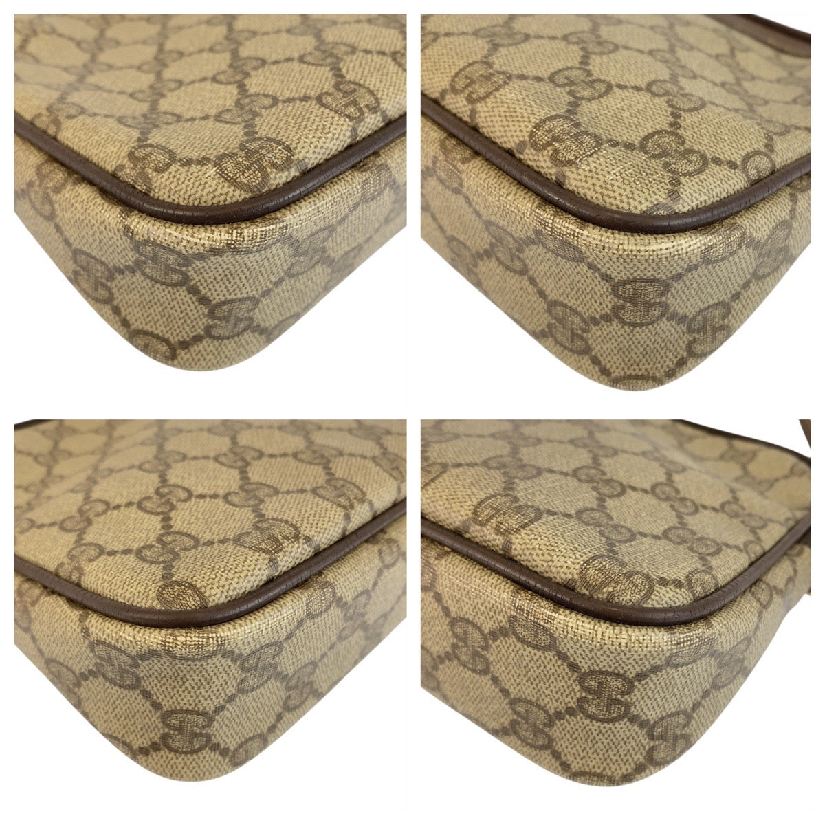 21815
GUCCI グッチ ヴィンテージ オールドグッチ ベージュ ブラウン ゴールド金具 GGスプリームキャンバス / レザー 97 02 068 ショルダーバッグ ポシェット レディース B12