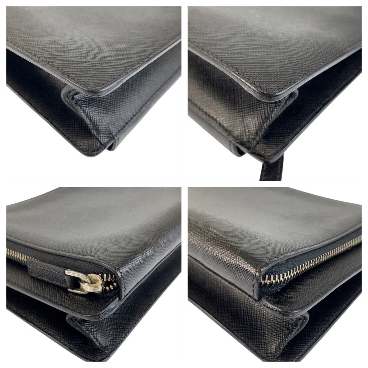 21818
PRADA プラダ サフィアーノ ブラック 黒 シルバー金具 レザー クラッチバッグ セカンドバッグ メンズ ABP50