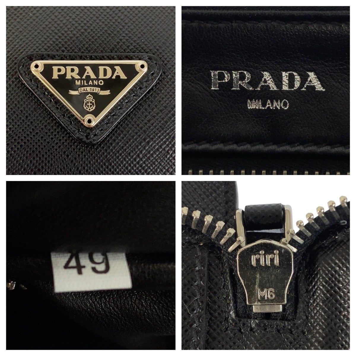 21818
PRADA プラダ サフィアーノ ブラック 黒 シルバー金具 レザー クラッチバッグ セカンドバッグ メンズ ABP50