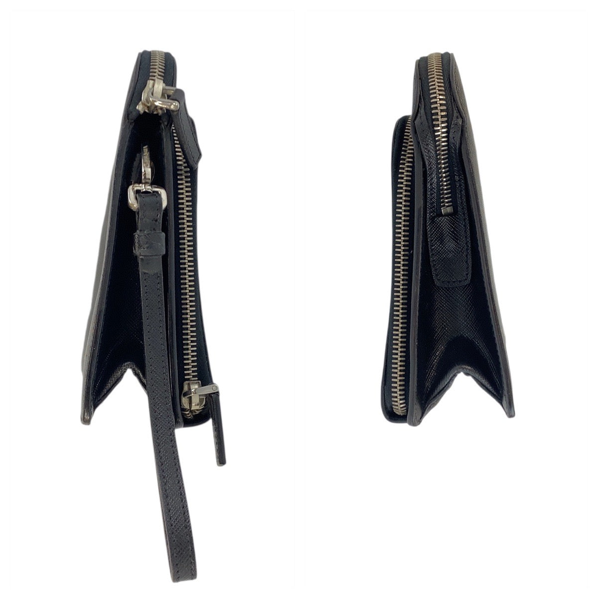 21818
PRADA プラダ サフィアーノ ブラック 黒 シルバー金具 レザー クラッチバッグ セカンドバッグ メンズ ABP50