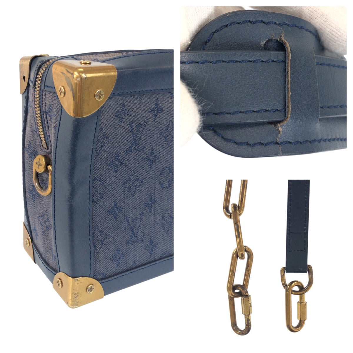 21819
LOUIS VUITTON ルイヴィトン モノグラム デニム ソフトトランク ネイビー ゴールド金具 キャンバス / レザー M44723 ショルダーバッグ メンズ AB148