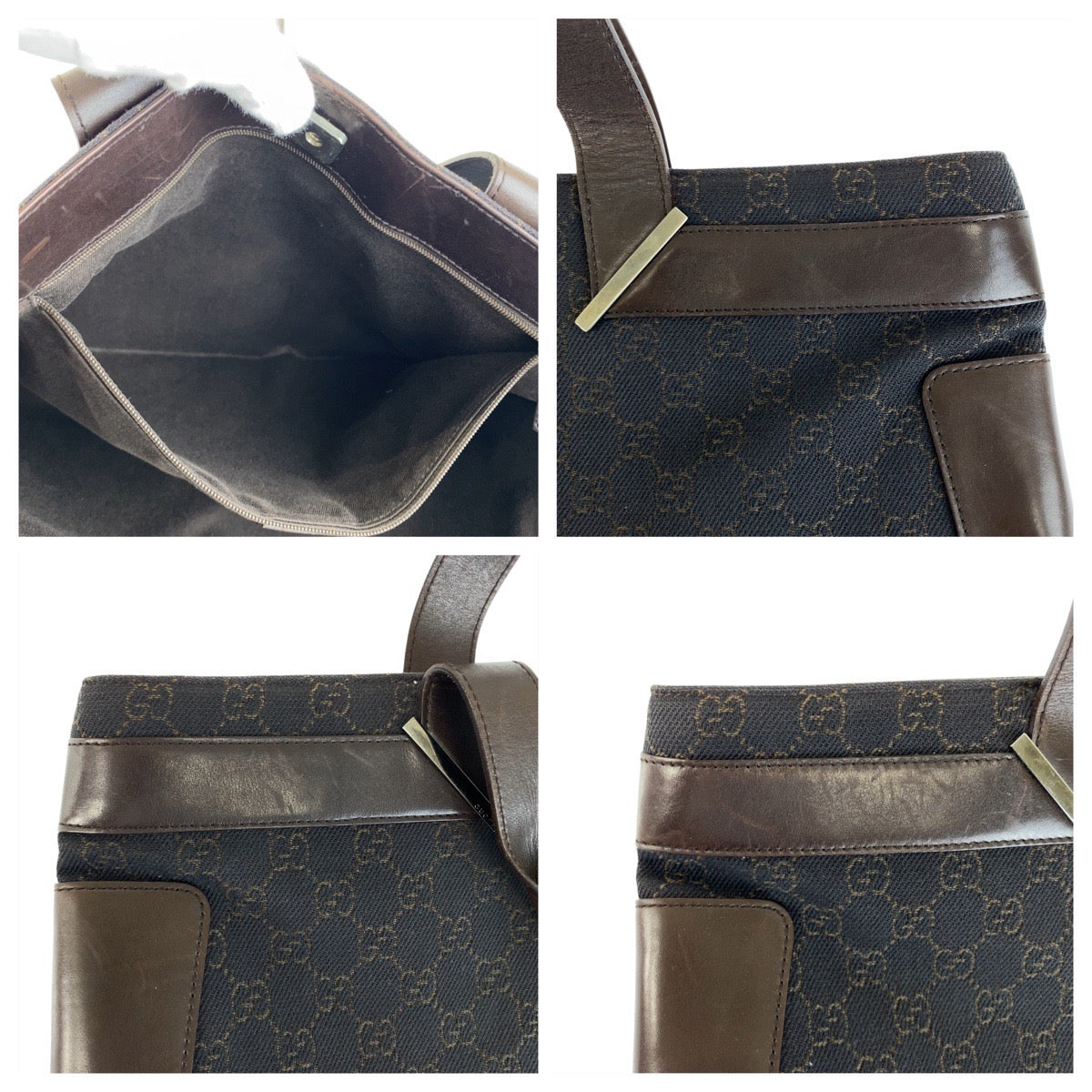 21821
GUCCI グッチ ブラウン シルバー金具 GGキャンバス / レザー 73982 トートバッグ ハンドバッグ レディース ABP35