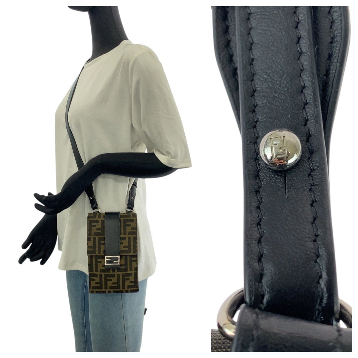 21822
FENDI フェンディ ズッカ ブラウン シルバー金具 キャンバス / レザー 7AR871 A921 ショルダーバッグ ポシェット メンズ ABP58