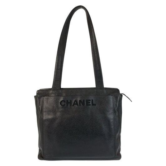 22075
CHANEL シャネル ロゴ ブラック 黒 ゴールド金具 レザー トートバッグ ショルダーバッグ レディース AB80