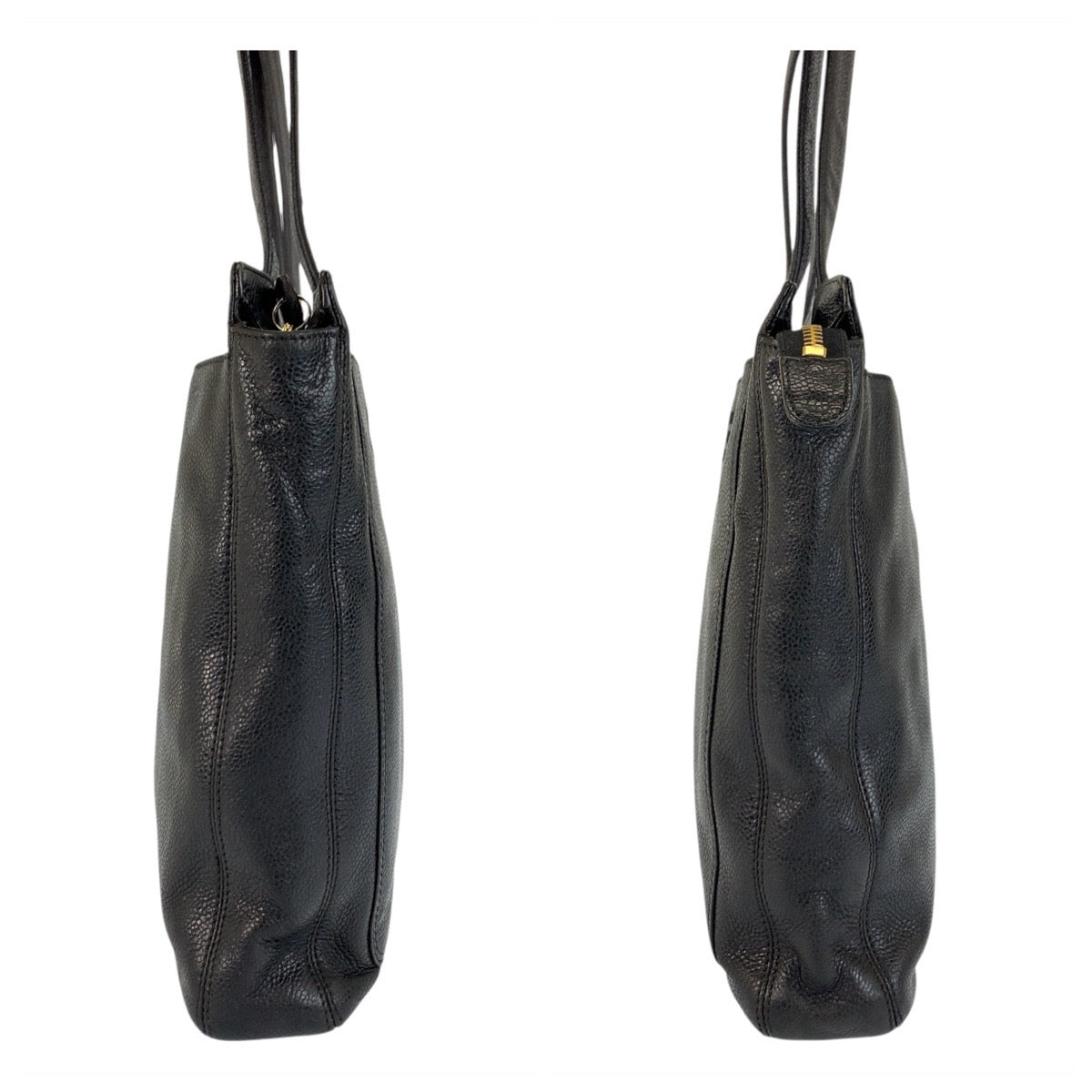 22075
CHANEL シャネル ロゴ ブラック 黒 ゴールド金具 レザー トートバッグ ショルダーバッグ レディース AB80