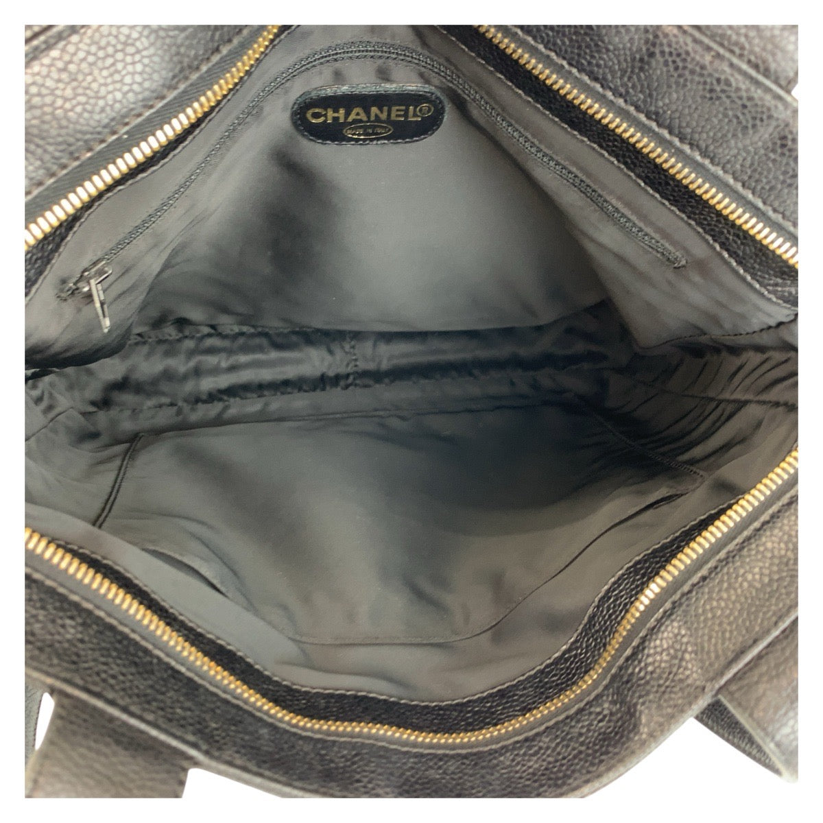 22075
CHANEL シャネル ロゴ ブラック 黒 ゴールド金具 レザー トートバッグ ショルダーバッグ レディース AB80