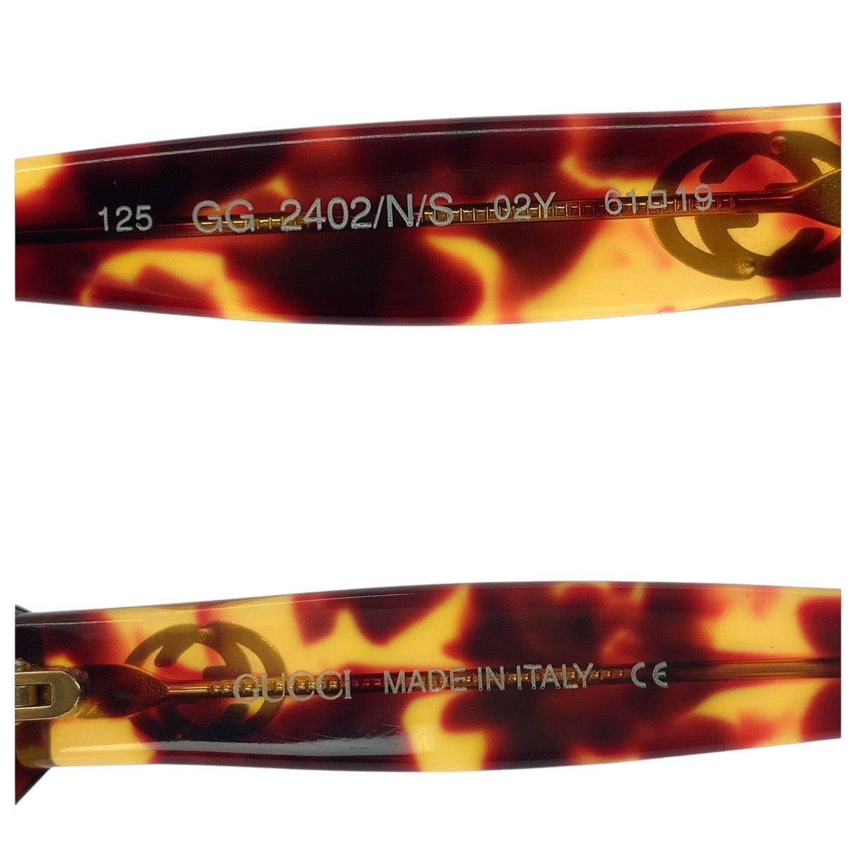 21824
GUCCI グッチ ベッコウ柄 ブラウン ゴールド金具 プラスチック 125 GG 2402/N/S 02Y 61□19 サングラス メガネ 男女兼用 フォックス レディース ABP15