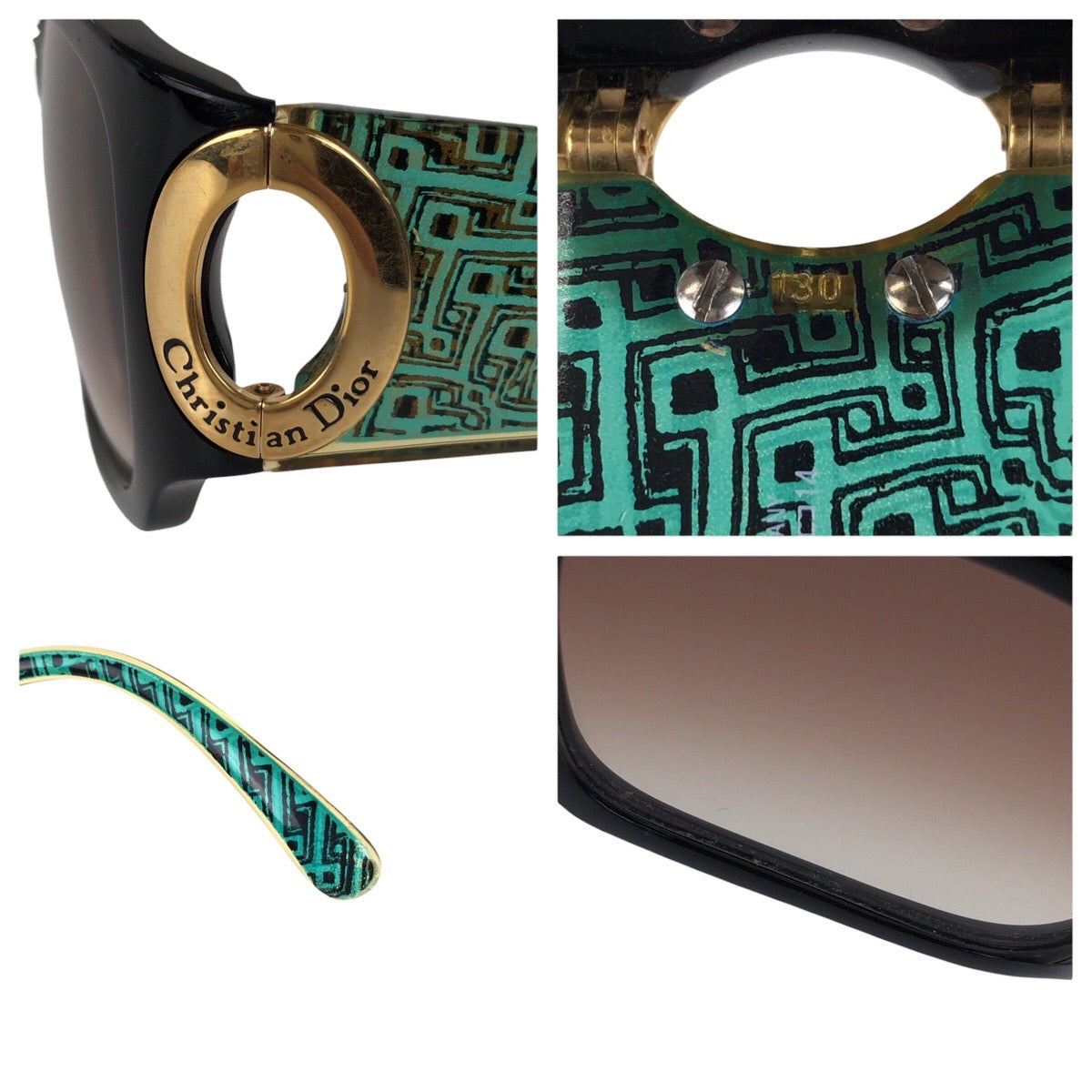 21825
Christian Dior クリスチャンディオール ヴィンテージ グリーン ゴールド金具 プラスチック 2660A 90 57□14 サングラス 男女兼用 スクエア レディース AB15