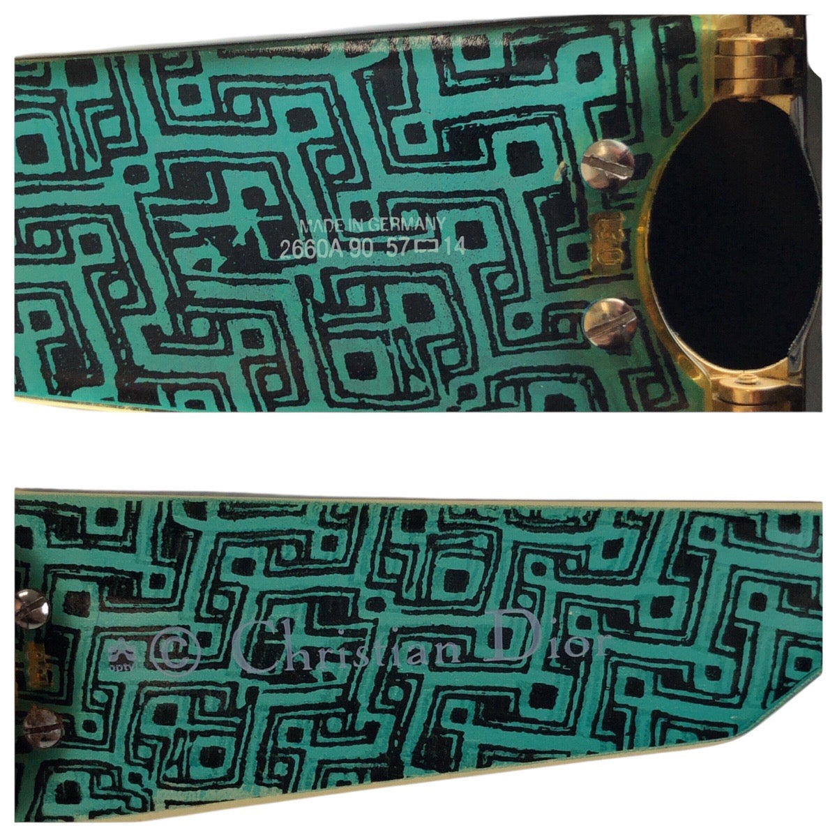 21825
Christian Dior クリスチャンディオール ヴィンテージ グリーン ゴールド金具 プラスチック 2660A 90 57□14 サングラス 男女兼用 スクエア レディース AB15