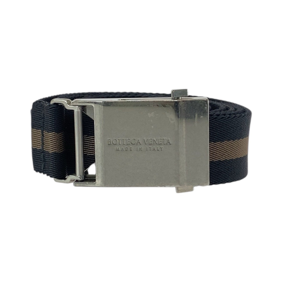 21826
BOTTEGAVENETA ボッテガヴェネタ GIベルト フリーサイズ ブラック ブラウン シルバー金具 ナイロン ベルト メンズ ABP17