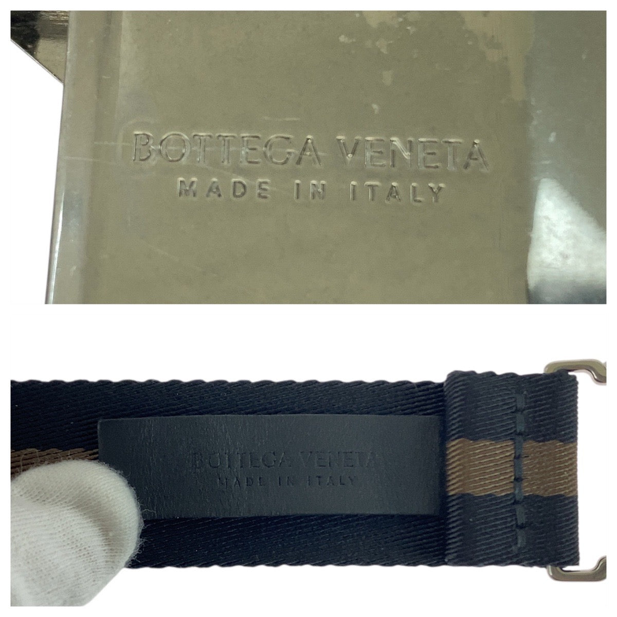 21826
BOTTEGAVENETA ボッテガヴェネタ GIベルト フリーサイズ ブラック ブラウン シルバー金具 ナイロン ベルト メンズ ABP17