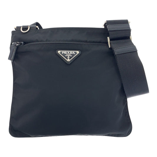 21831
PRADA プラダ テスート 三角ロゴプレート ブラック 黒 シルバー金具 ナイロン ショルダーバッグ メッセンジャーバッグ メンズ ABP40