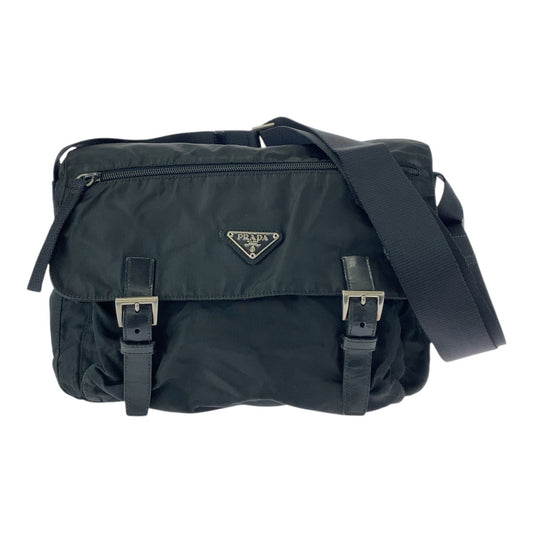 21832
PRADA プラダ テスート 三角ロゴプレート ブラック 黒 シルバー金具 ナイロン ショルダーバッグ メッセンジャーバッグ レディース AB27