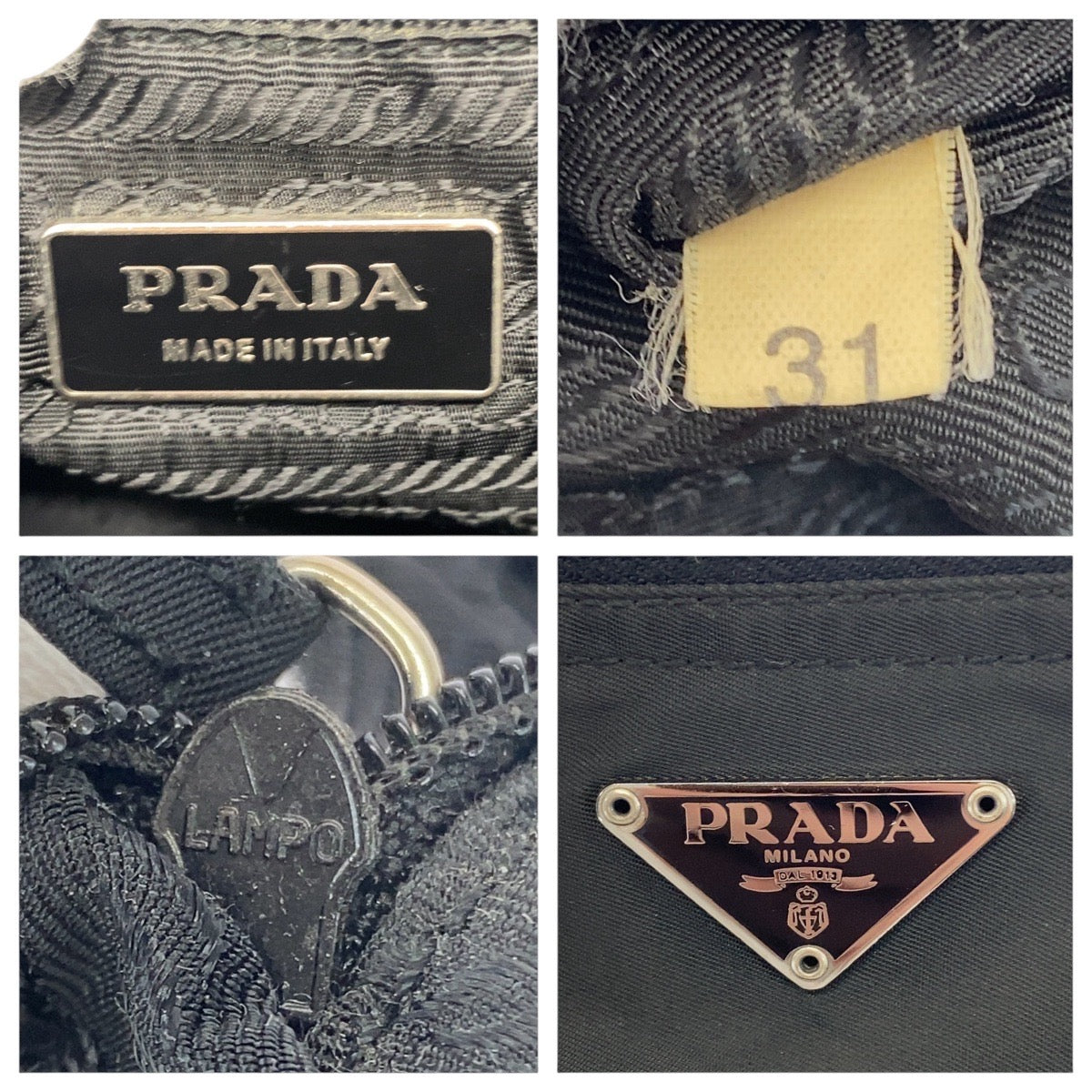 21833
PRADA プラダ テスート 三角ロゴプレート ブラック 黒 シルバー金具 ナイロン / レザー トートバッグ ショルダーバッグ レディース ABP27