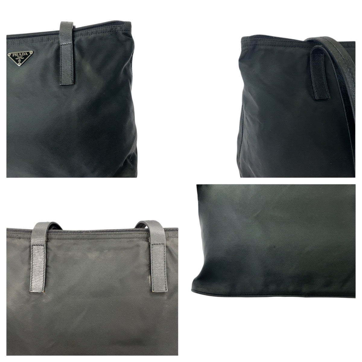 21833
PRADA プラダ テスート 三角ロゴプレート ブラック 黒 シルバー金具 ナイロン / レザー トートバッグ ショルダーバッグ レディース ABP27