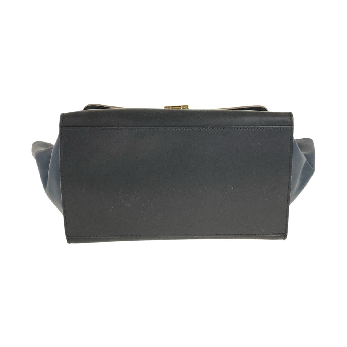 21834
CELINE セリーヌ トラペーズ ネイビー ベージュ ゴールド金具 レザー ハンドバッグ ショルダーバッグ 2WAY レディース B44