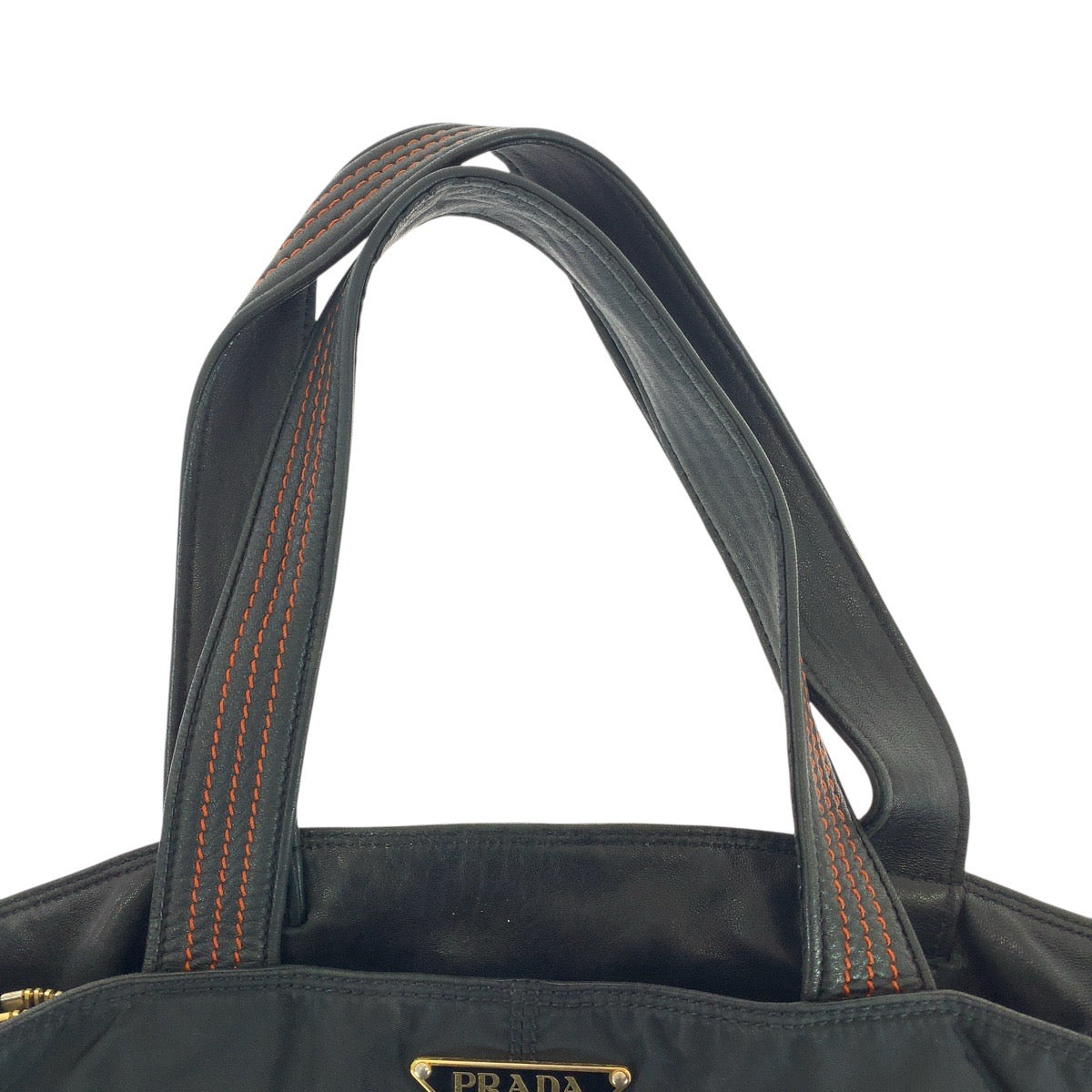 21837
PRADA プラダ テスート 三角ロゴプレート ブラック 黒 ゴールド金具 ナイロン / レザー トートバッグ ショルダーバッグ レディース ABP30
