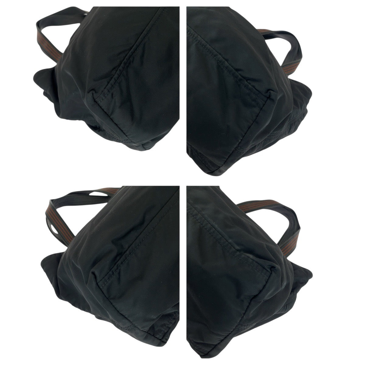 21837
PRADA プラダ テスート 三角ロゴプレート ブラック 黒 ゴールド金具 ナイロン / レザー トートバッグ ショルダーバッグ レディース ABP30