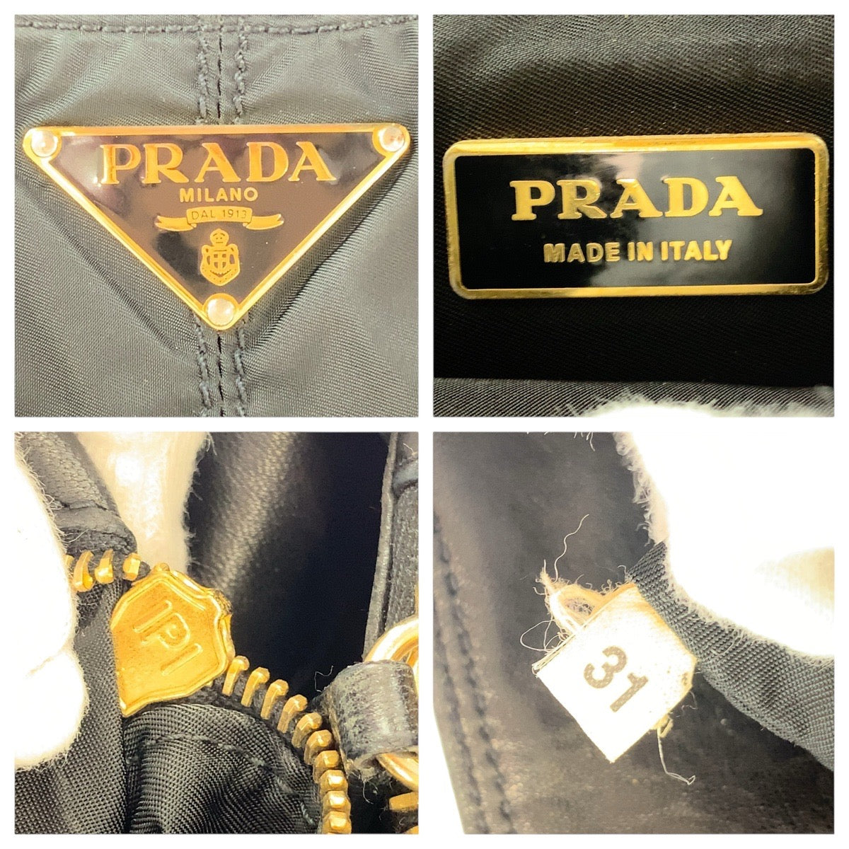 21837
PRADA プラダ テスート 三角ロゴプレート ブラック 黒 ゴールド金具 ナイロン / レザー トートバッグ ショルダーバッグ レディース ABP30