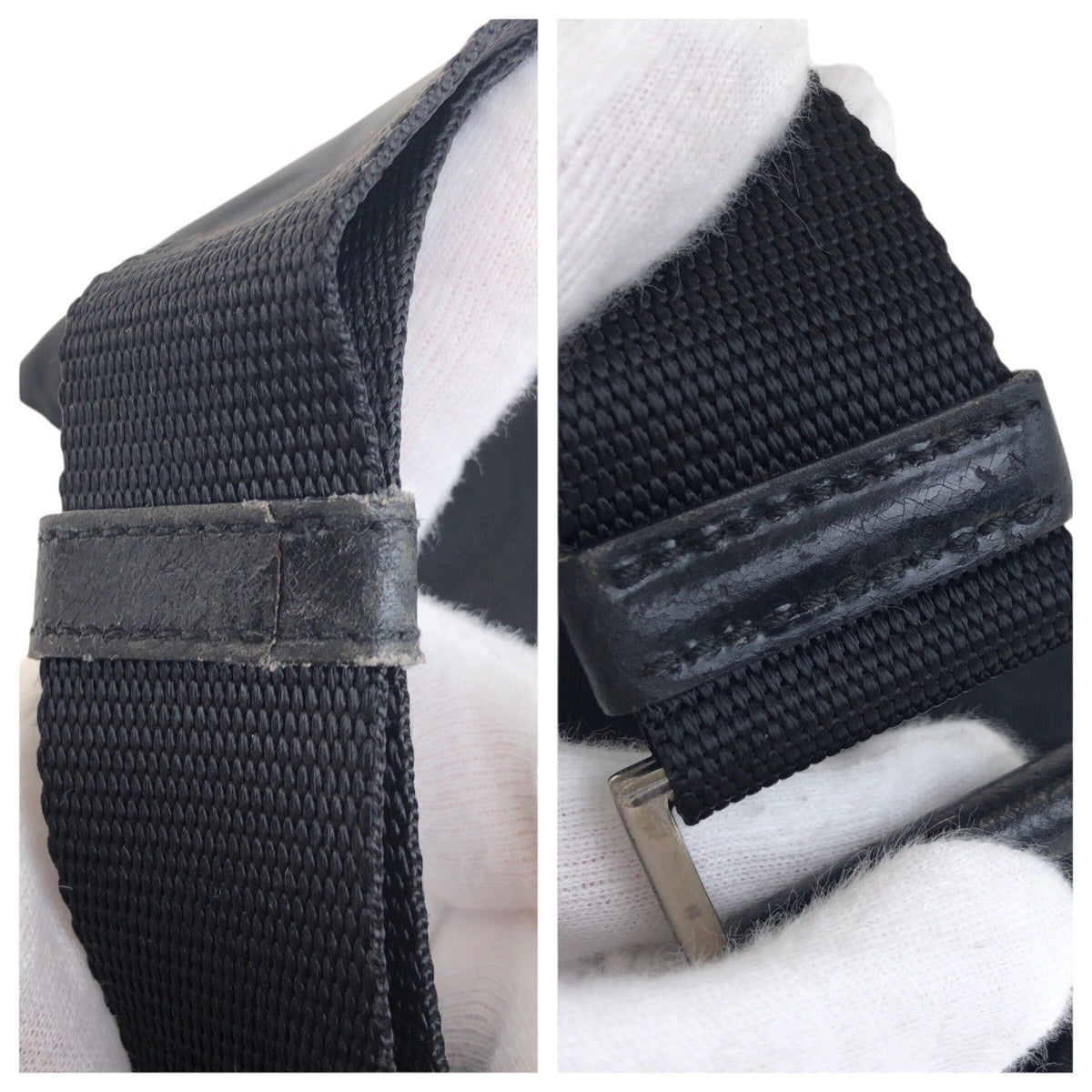 21838
PRADA Tessuto Triangle Logo Plate Black Silver Hardware Nylon Shoulder Bag Pouch Women's ABP28