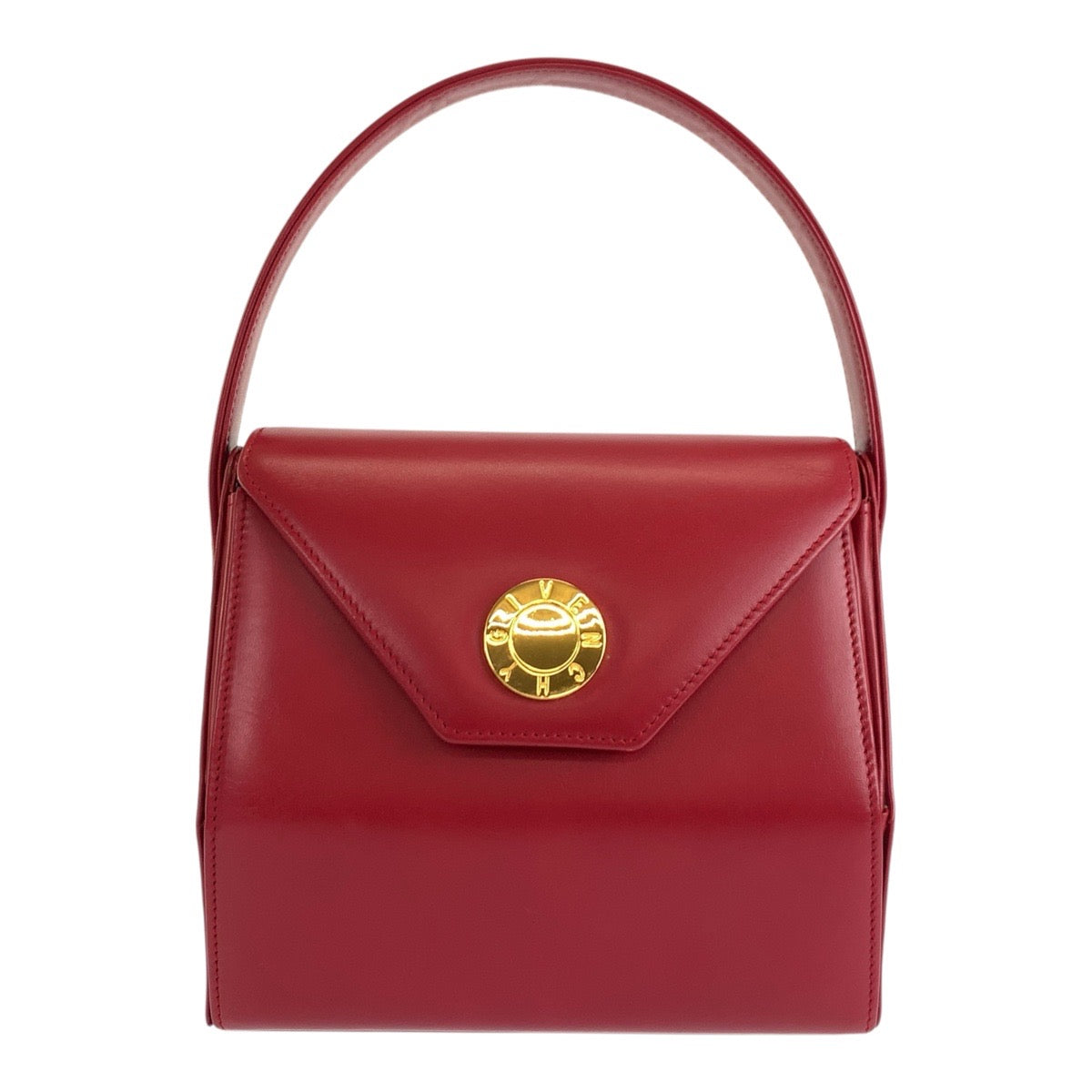 21839
Givenchy Vintage Circle Logo Red Gold Hardware Leather Handbag Ladies A38