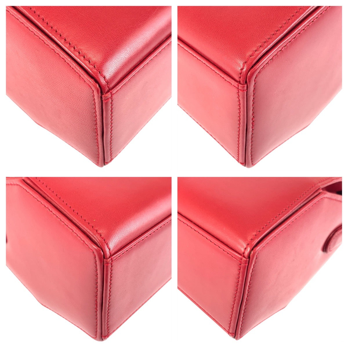 21839
Givenchy Vintage Circle Logo Red Gold Hardware Leather Handbag Ladies A38