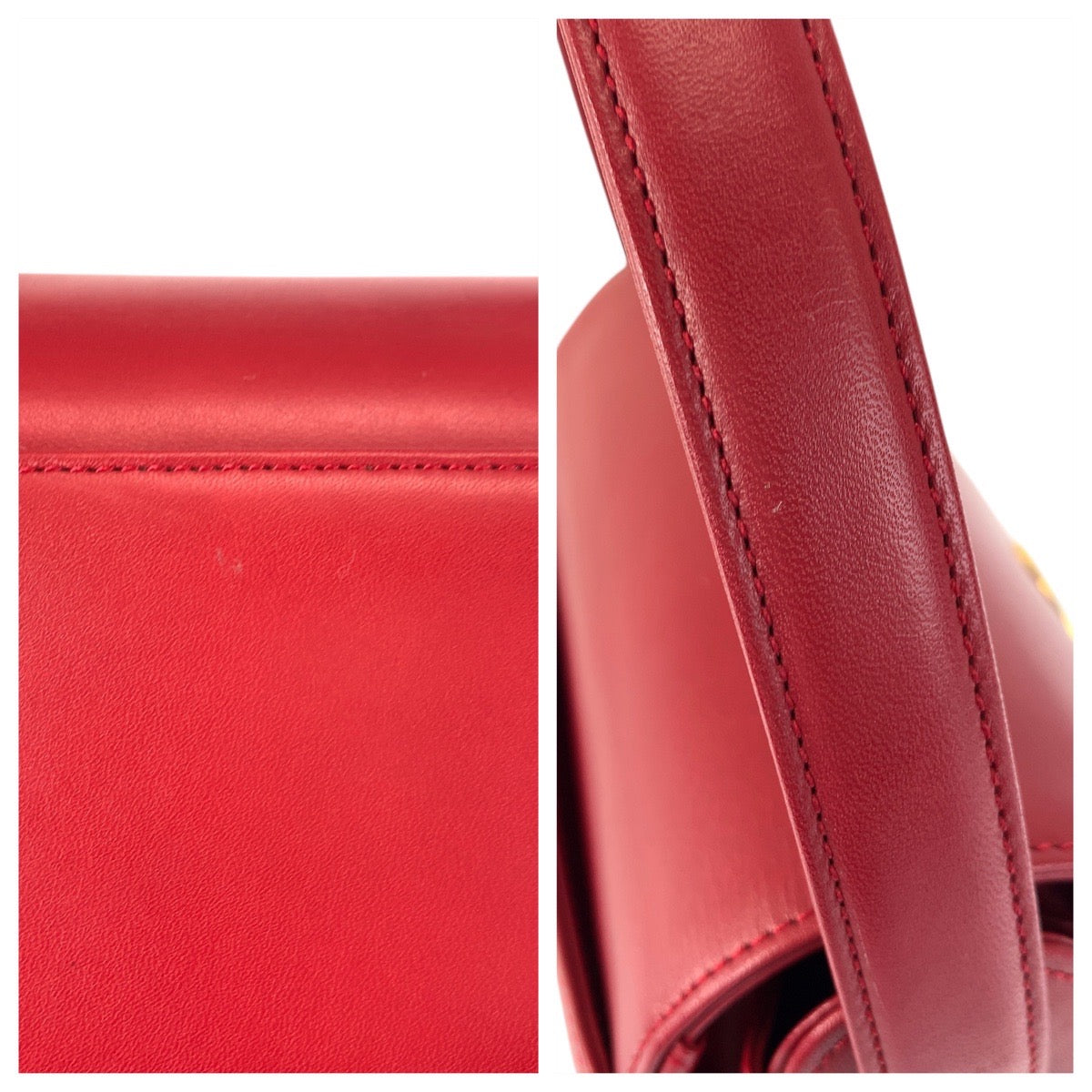 21839
Givenchy Vintage Circle Logo Red Gold Hardware Leather Handbag Ladies A38