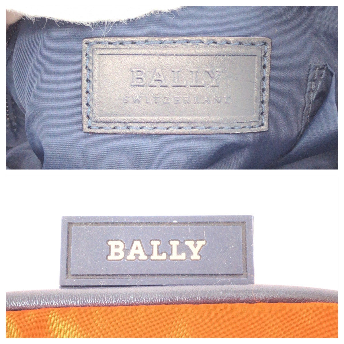 21840
BALLY バリー オレンジ ネイビー シルバー金具 ナイロン ショルダーバッグ ポシェット レディース ABP18