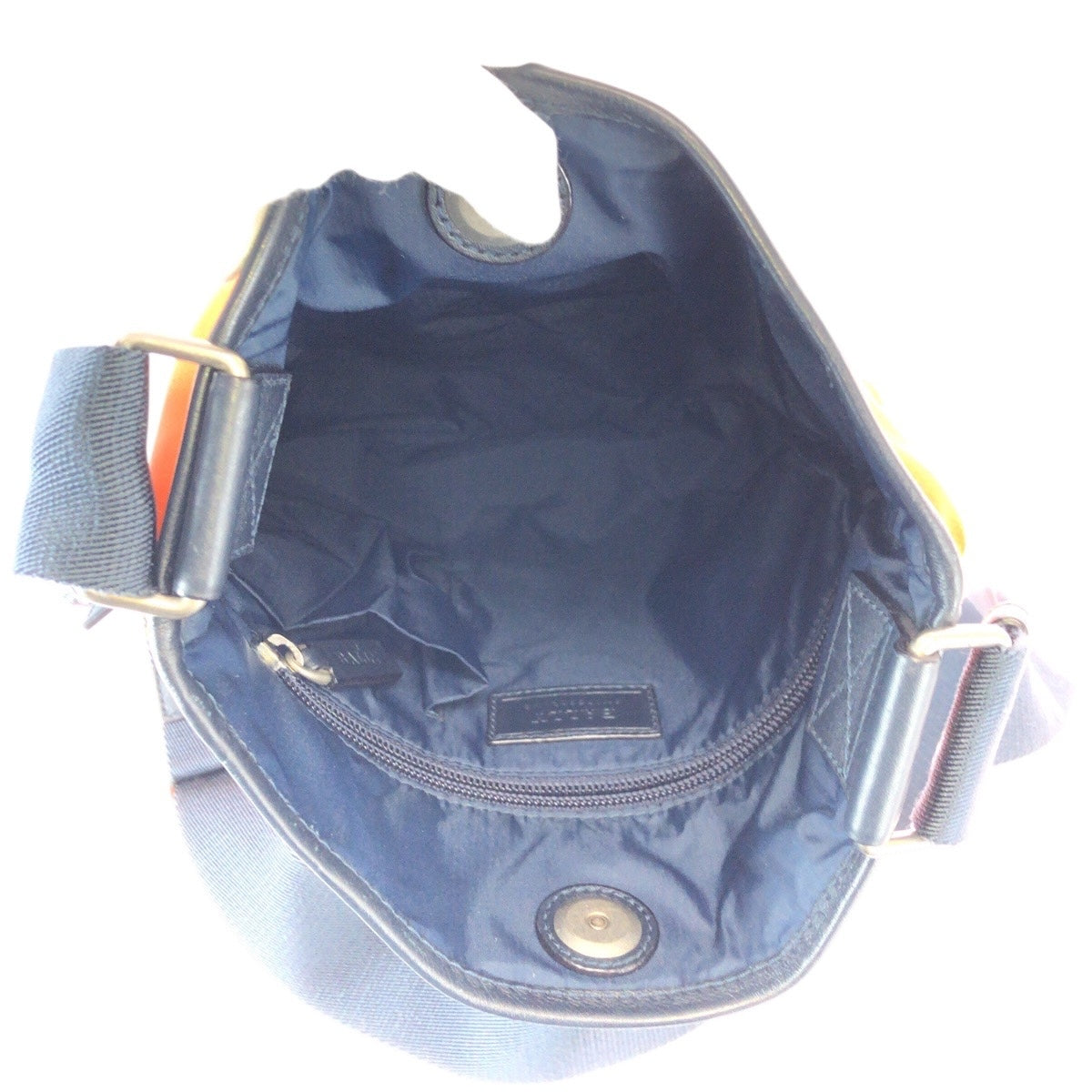 21840
BALLY バリー オレンジ ネイビー シルバー金具 ナイロン ショルダーバッグ ポシェット レディース ABP18