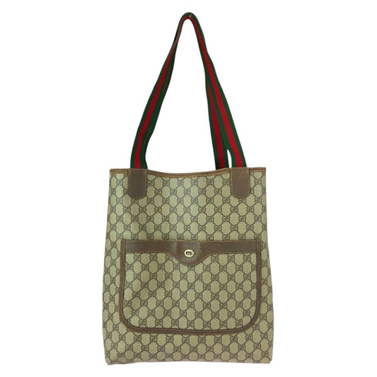 21841
GUCCI グッチ ヴィンテージ オールドグッチ シェリーライン ベージュ ブラウン GGスプリームキャンバス / レザー 40.02.003 トートバッグ ショルダーバッグ レディース AB18