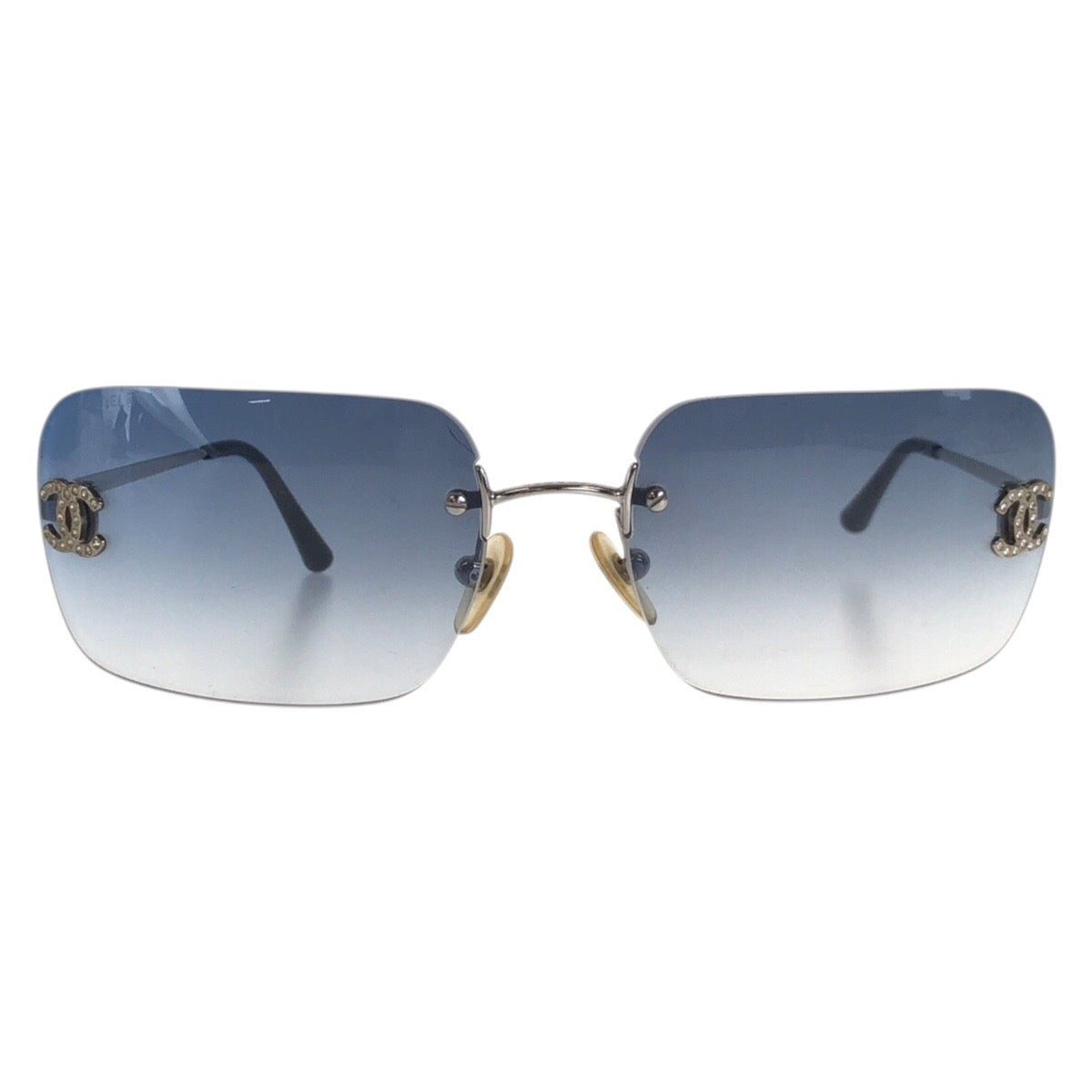 21867
CHANEL シャネル ヴィンテージ ココマーク ブルー シルバー金具 メタル 4017-D C124/55 62□17 120 サングラス 男女兼用 スクエア レディース A30