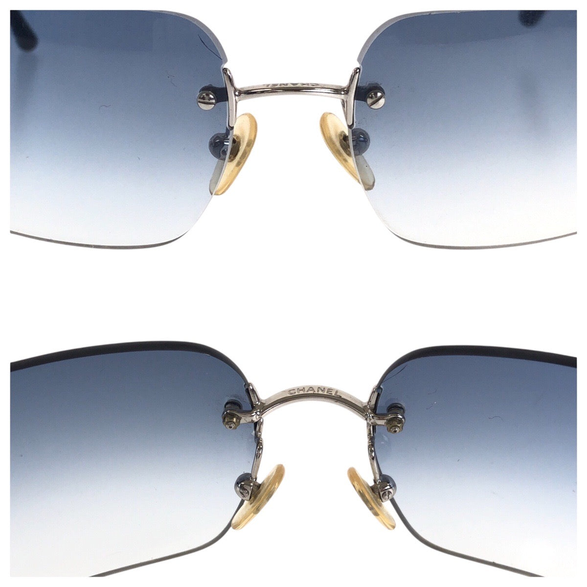 21867
CHANEL シャネル ヴィンテージ ココマーク ブルー シルバー金具 メタル 4017-D C124/55 62□17 120 サングラス 男女兼用 スクエア レディース A30