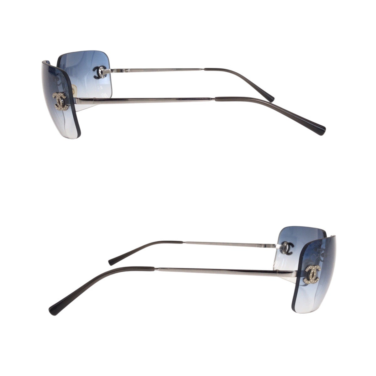 21867
CHANEL シャネル ヴィンテージ ココマーク ブルー シルバー金具 メタル 4017-D C124/55 62□17 120 サングラス 男女兼用 スクエア レディース A30