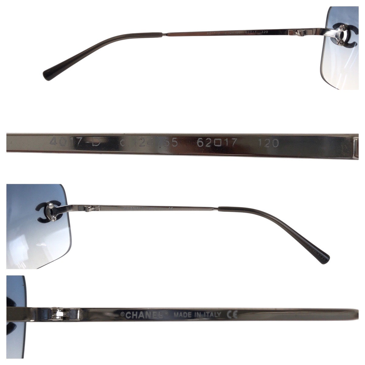 21867
CHANEL シャネル ヴィンテージ ココマーク ブルー シルバー金具 メタル 4017-D C124/55 62□17 120 サングラス 男女兼用 スクエア レディース A30