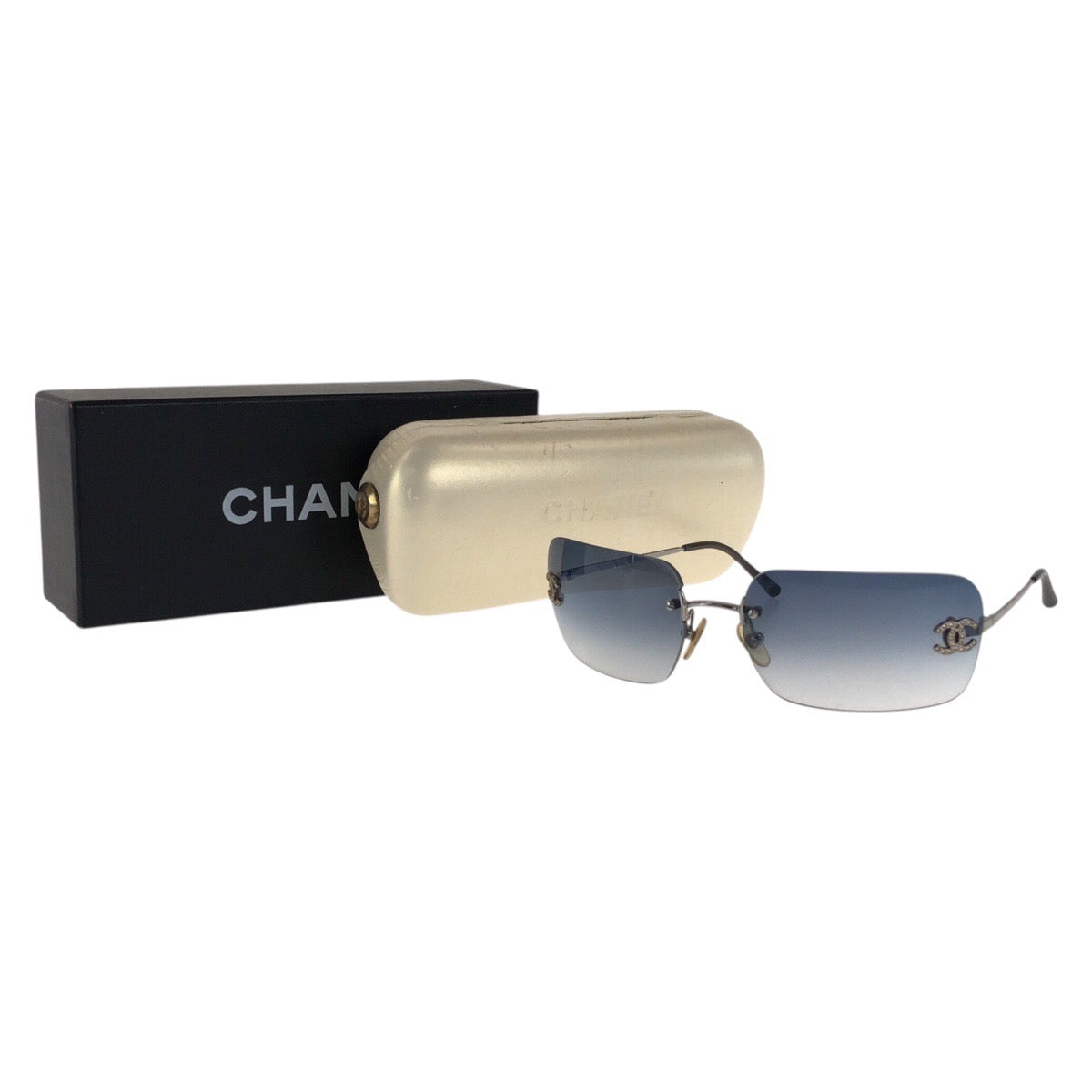 21867
CHANEL シャネル ヴィンテージ ココマーク ブルー シルバー金具 メタル 4017-D C124/55 62□17 120 サングラス 男女兼用 スクエア レディース A30
